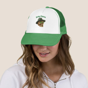 Green Gold Skul Fedora Hat St.Patricks Day Trucker