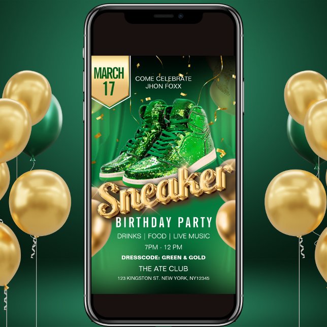 Green Gold Sneaker Ball Party Flyer Invitation (Creator Uploaded)