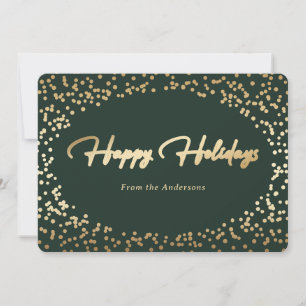 Green Gold Snow Calligraphy Holidays Cards