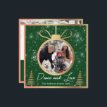 Green Gold Snow Christmas Ornament 2 Photo Holiday Card<br><div class="desc">Green Gold Snow Christmas Ornament 2 Photo Holiday Card</div>