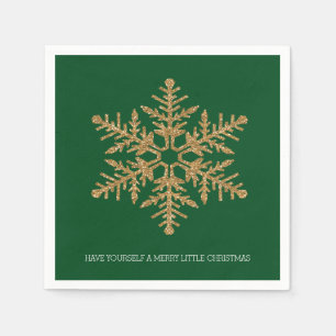 Green Gold Snowflake Napkin