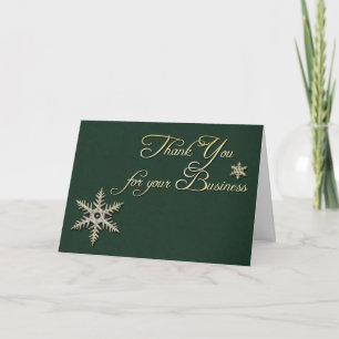 Green Gold Snowflake Thank You Card