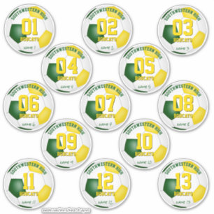 green gold soccer team colors gifts set of 13