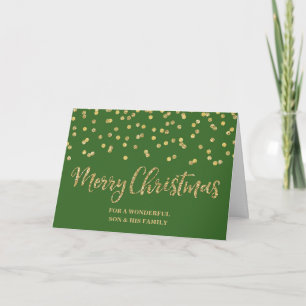 Green Gold Son & Family Merry Christmas Card