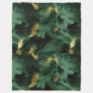 Green Gold Southwest Cowhide Fleece Blanket