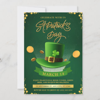Green & Gold St. Patrick's Day Celebration Party Invitation