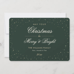 Green Gold Starry Christmas Holiday Card