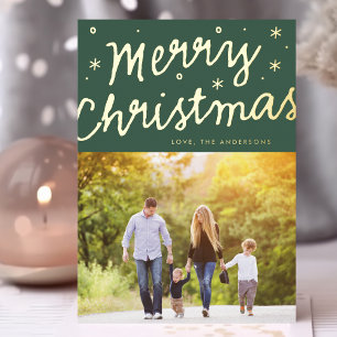 Green Gold Stars Merry Christmas Lettering Photo