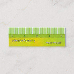 Green Gold Stripes and Beads Customisable Slimline Mini Business Card