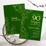 Green Gold Surprise 90th Birthday Party Invitation<br><div class="desc">Floral Green Gold Surprise 90th Birthday Party Invitation. Minimalist modern design featuring botanical accents and typography script font. Simple floral invite card perfect for a stylish female surprise bday celebration. Can be customised to any age.</div>