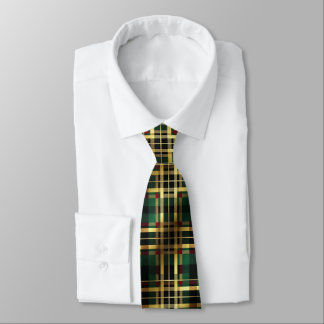 Green & Gold Tartan Plaid Tie