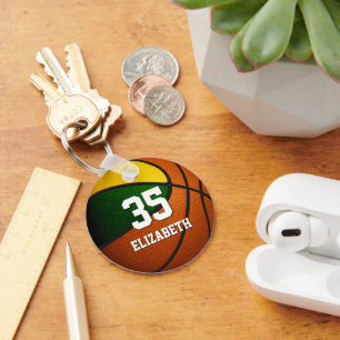 green gold team colours basketball party favours key ring