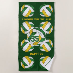 green gold team colours gifts girly volleyballs  beach towel