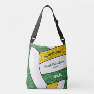 green gold team colours volleyball athlete coach crossbody bag