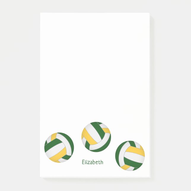 green gold team colours volleyballs w player name post-it notes (Front)