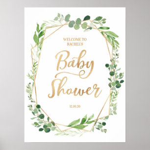 Green Gold Terrarium Baby Shower Welcome Sign