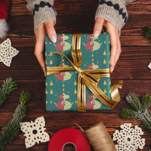 Green Gold Tree Christmas Custom Photo Holiday Wrapping Paper