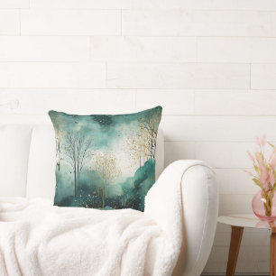 Green Gold Trees Cushion