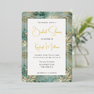 Green Gold Tropical Leaves Bridal Shower