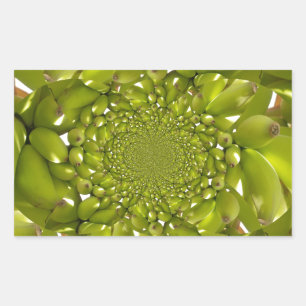 Green Gold: Tropical Twist banana Kaleidoscope Rectangular Sticker