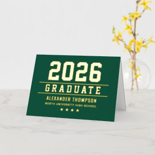 Green Gold Varsity Graduation Thank You 2026 Foil Greeting Card