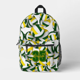 green gold volleyball pattern sports team colours printed backpack