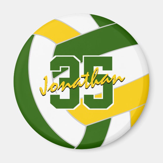green gold volleyball team colours gifts magnet (Front)