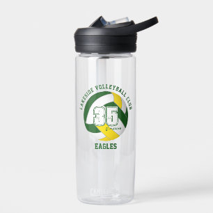green gold volleyball team colours kids name water bottle