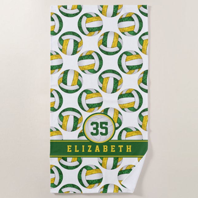 green gold volleyball team colours sporty girls beach towel (Front)