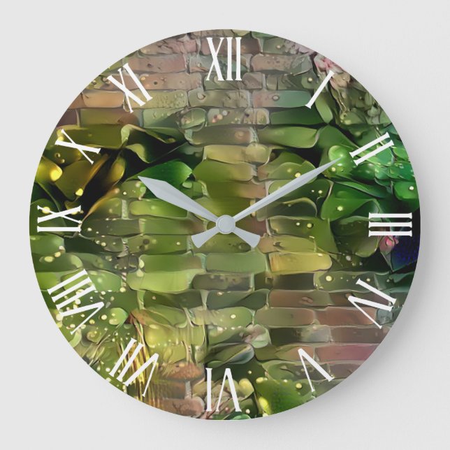 Green Gold Wall Art Dream Large Clock (Front)