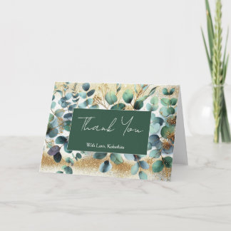 Green Gold Watercolor Thank You Greeting Card