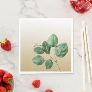 Green Gold Wedding Leaves Napkin