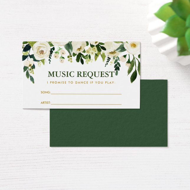 Green Gold Wedding Music Song Request Card (Desk)