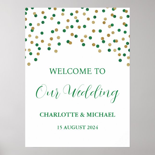 Green Gold Wedding Welcome Custom 18x24 Poster (Front)