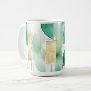 Green Gold White Abstract Coffee Mug