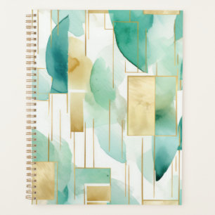 Green Gold White Abstract Planner