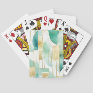 Green Gold White Abstract Playing Cards