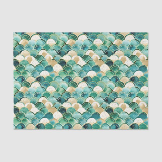 Green Gold White Abstract Tissue Paper (Front)