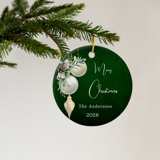 Green gold white baubles Christmas Ceramic Tree Decoration (Creator Uploaded)