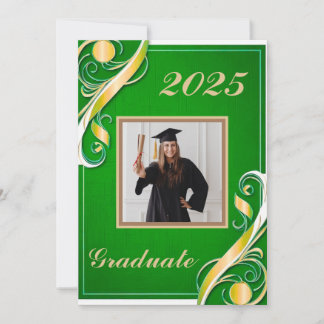 Green Gold White Graduation 2025 Invitation