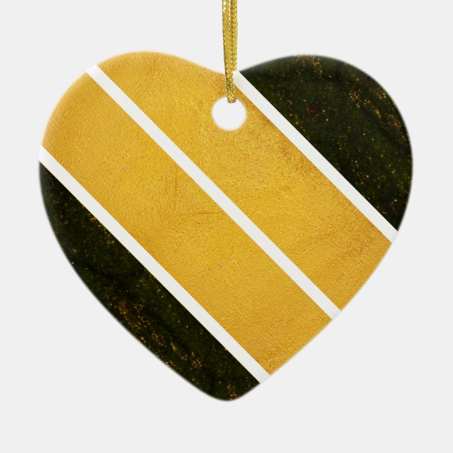 Green Gold White Lines Ceramic Tree Decoration (Front)