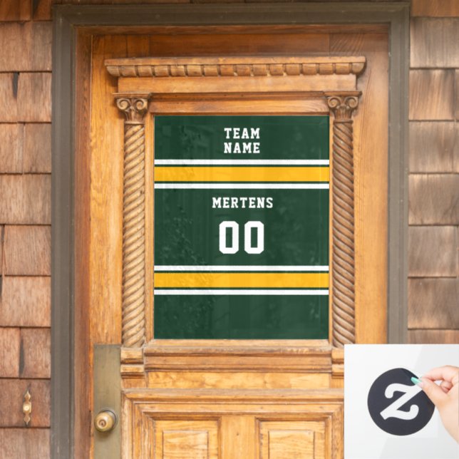 Green Gold White Sports Jersey Team Name Number (Home Door)