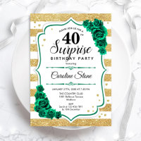 Green Gold White Surprise 40th Birthday