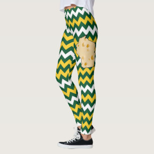 Green, gold Wisconsin Football Colours Cheesehead Leggings