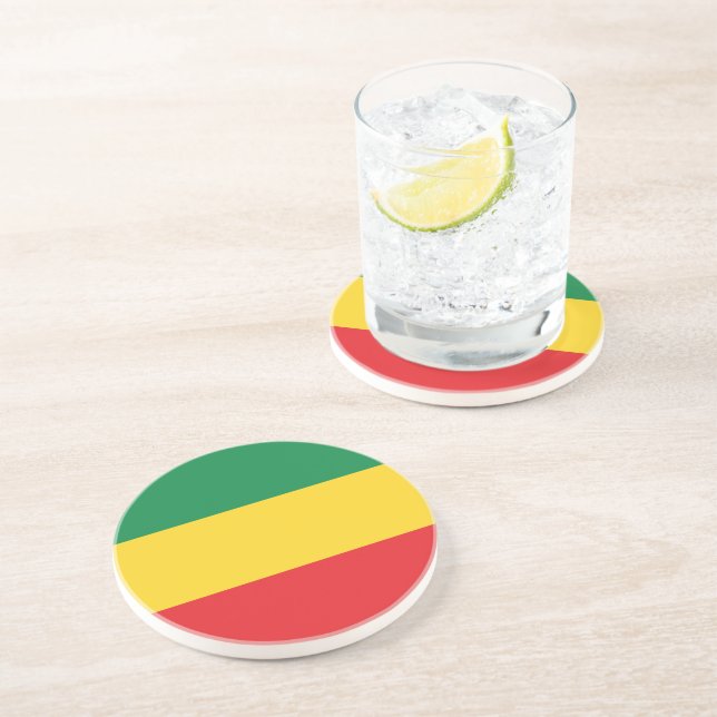 Green, Gold (Yellow) and Red Colours Flag Coaster (Side)