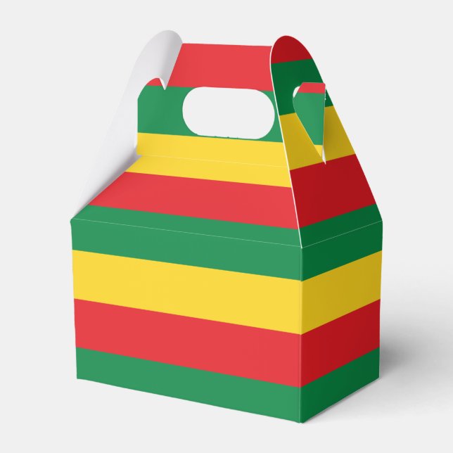 Green, Gold (Yellow) and Red Colours Flag Favour Box (Front Side)