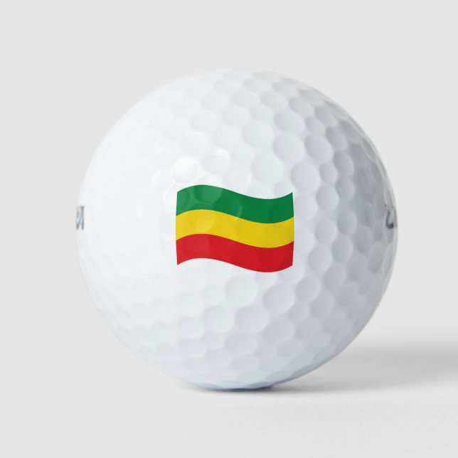 Green, Gold (Yellow) and Red Colours Flag Golf Balls (Front)