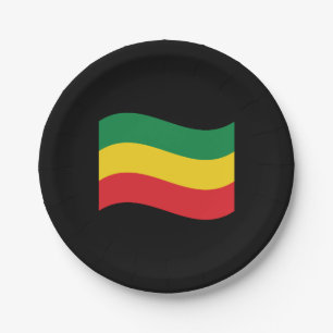 Green, Gold (Yellow) and Red Colours Flag Paper Plate