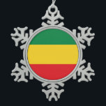 Green, Gold (Yellow) and Red Colours Flag Snowflake Pewter Christmas Ornament<br><div class="desc">Green,  Gold (Yellow) & Red Flag Colours. 

Vintage Old School Alternative Hip Hop T Shirts Apparel,  Hats,  Stickers,  Smart Phone Cases and more.</div>