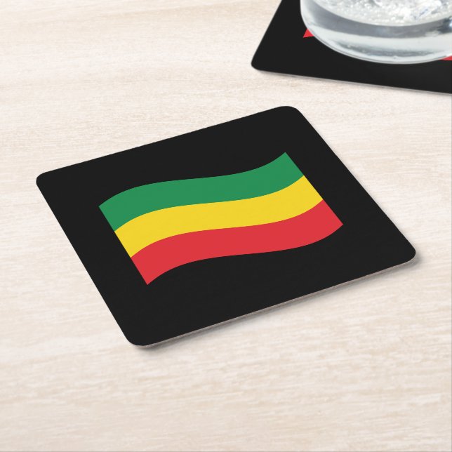 Green, Gold (Yellow) and Red Colours Flag Square Paper Coaster (Angled)